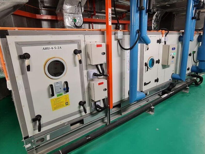 Air Handling Unit (AHU) with Control Panels and Ducting